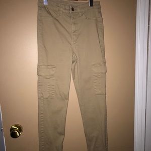 Tan Straight Leg Cargo Pants